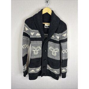 TNA Northwest Coast Lambswool Cardigan Small Cowichan Style Shawl Collar